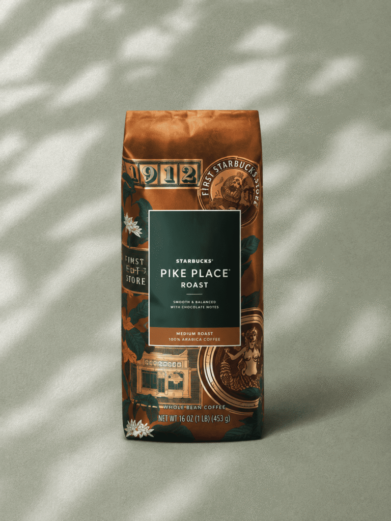 Starbucks Decaf Pike Place Roast Whole Bean Coffee 1 lb