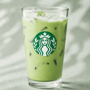 Starbucks Iced Caramel Protein Matcha with caramel and protein milk