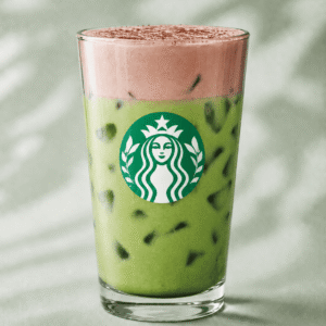 Starbucks Iced Dubai Chocolate Matcha with pistachio and chocolate cold foam