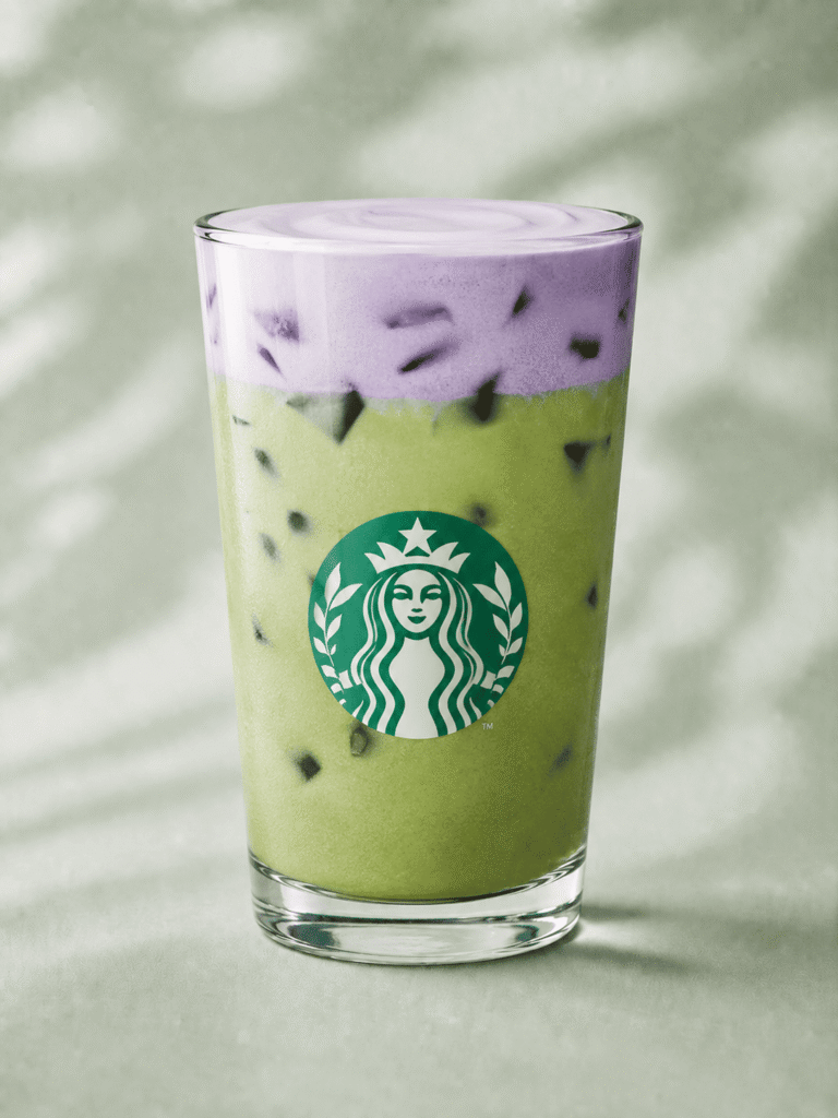 Starbucks Iced Lavender Cream Matcha with lavender cold foam