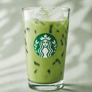 Starbucks Iced Matcha Latte with milk and ice