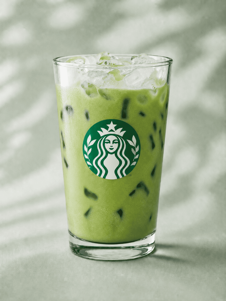 Starbucks Iced Matcha Latte with milk and ice