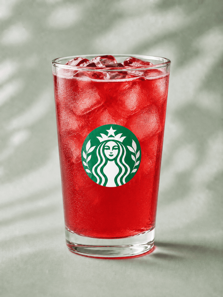 Starbucks Iced Passion Tango Tea with hibiscus and ice