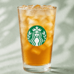 Starbucks Iced Peach Green Tea served over ice