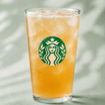 Starbucks Iced Peach Green Tea Lemonade with peach flavor
