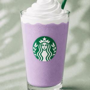 Starbucks Lavender Crème Frappuccino with whipped cream