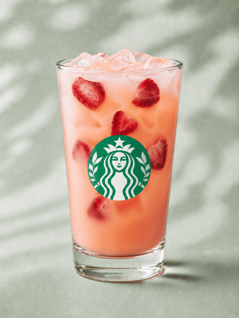 Starbucks Mango Dream with coconutmilk and strawberry pieces