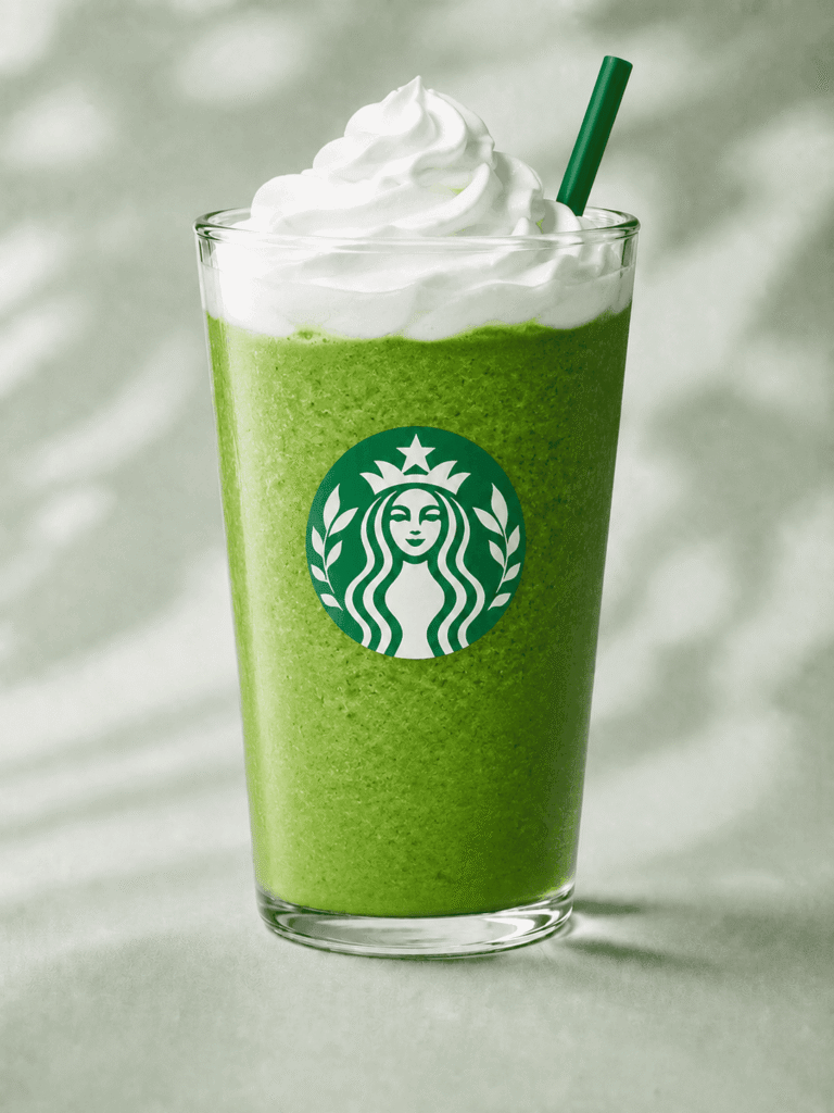Starbucks Matcha Crème Frappuccino with whipped cream