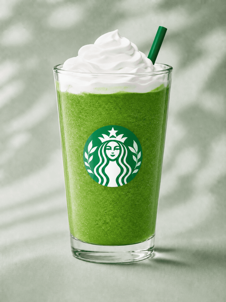 Starbucks Matcha Crème Frappuccino blended beverage with whipped cream