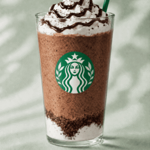 Starbucks Mocha Cookie Crumble Frappuccino with whipped cream and cookie topping