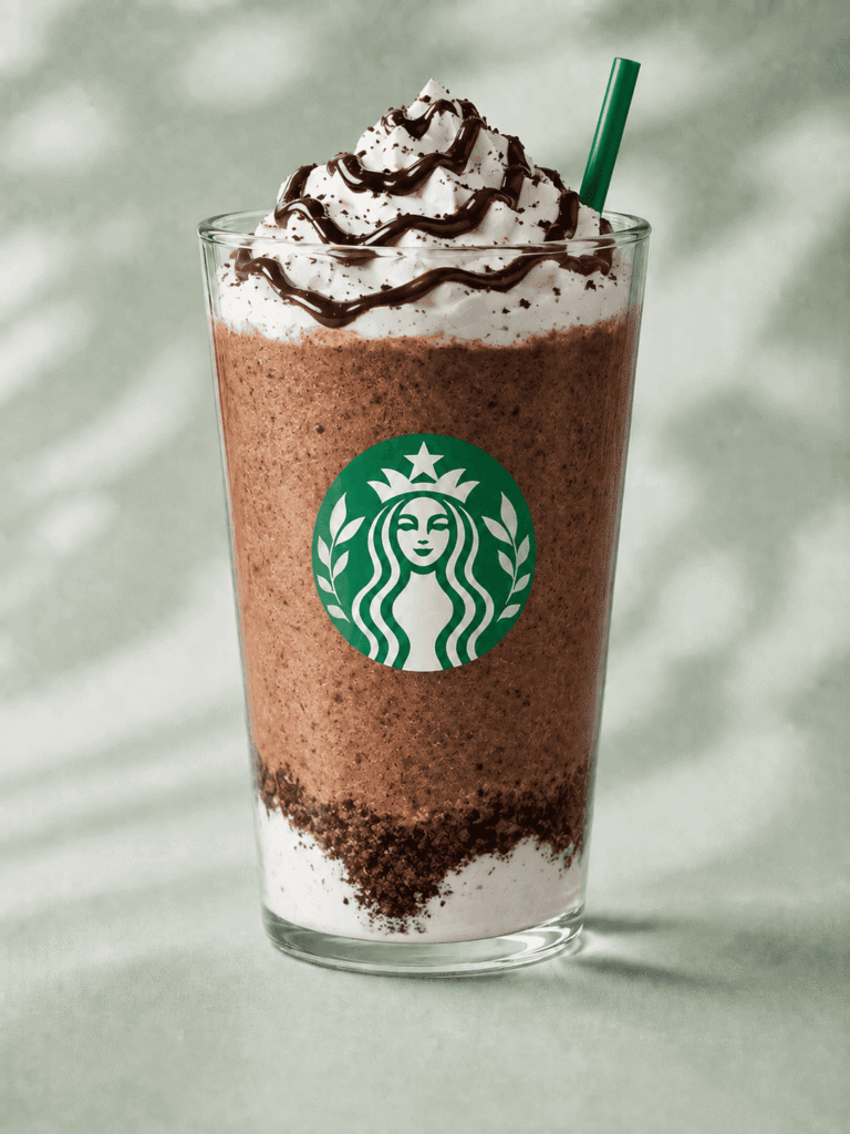 Starbucks Mocha Cookie Crumble Frappuccino with whipped cream and cookie topping