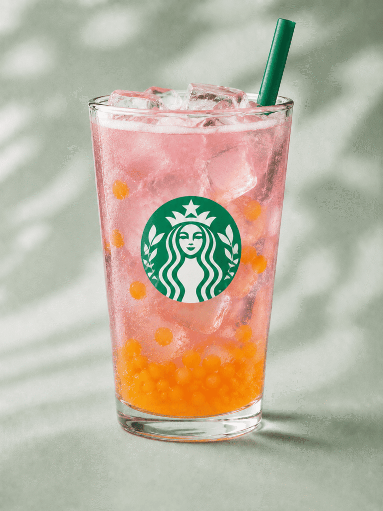 Starbucks Passionfruit Guava Refresher with mango pineapple pearls