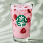 Starbucks Pink Energy Drink with coconutmilk and strawberry pieces