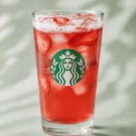 Starbucks Strawberry Açaí Energy Refresher with strawberry pieces