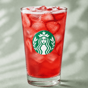 Starbucks Strawberry Açaí Refresher with strawberry pieces